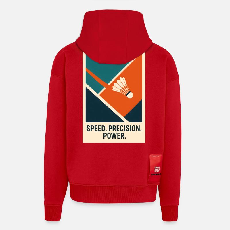 Speed Precision Power | Badminton Statement - Zip Hoodie - made by SPREAD - red