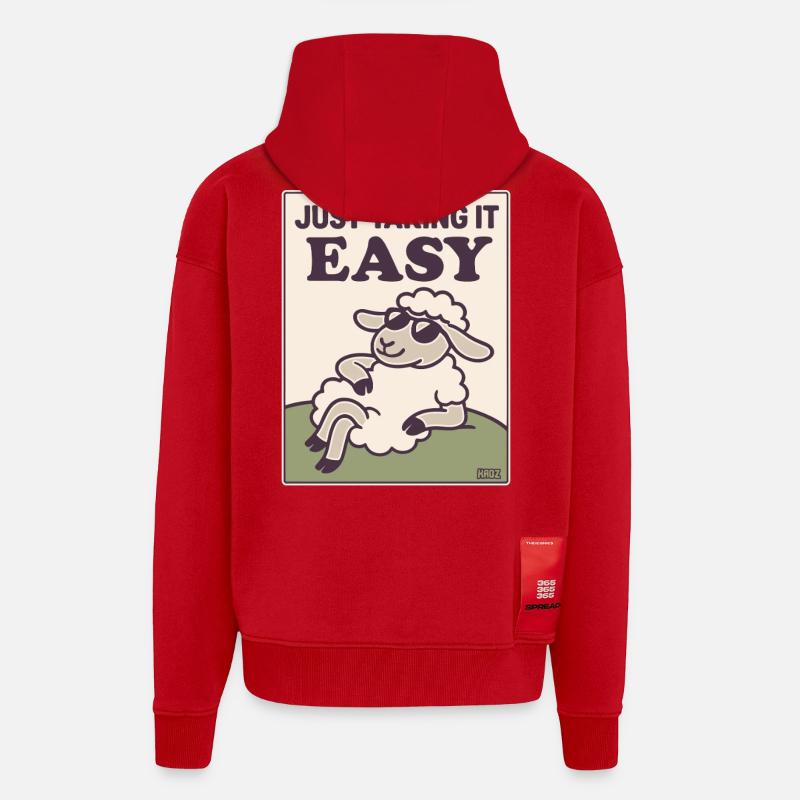 Entspanntes Schaf Einfach Gemütlich - Zip Hoodie - made by SPREAD - Rot