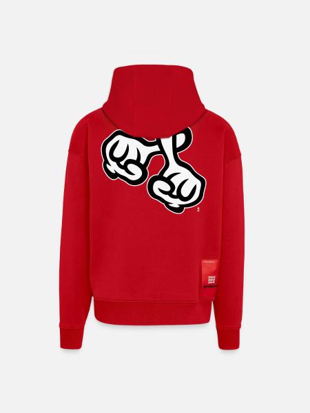 Kryds fingre (hænder / kryds / religion / NEG 1C) - Heavyweight oversized organic hættejakke made in EU - rød