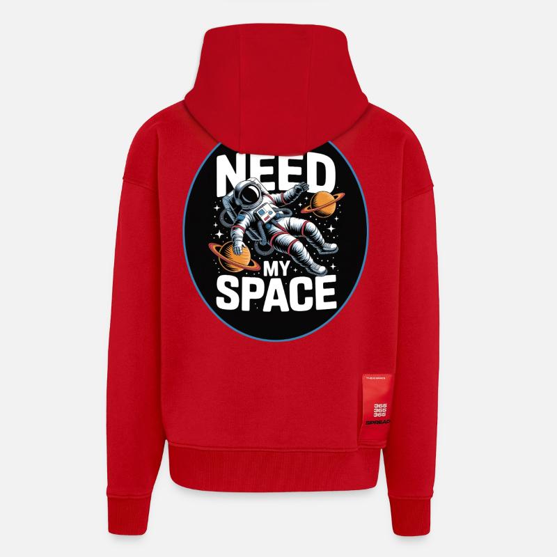 Need My Space : Conception d’astronautes - Veste à capuche bio épaisse oversize fabriqué en UE - rouge