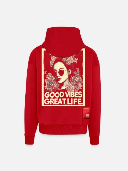 Vibes great Life tattoo - Zip Hoodie - made by SPREAD - red