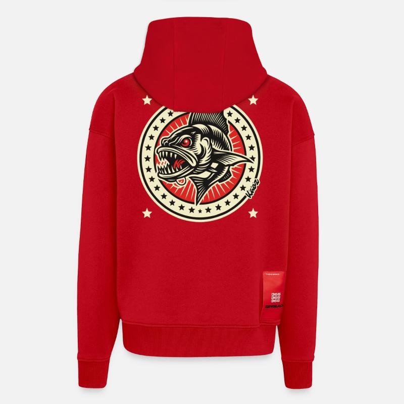 Barracuda Badge Emblem - Zip Hoodie - made by SPREAD - red