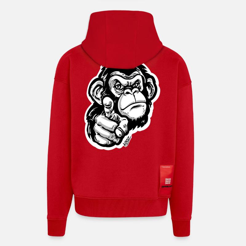 Monochromes Affenzeigen - Zip Hoodie - made by SPREAD - Rot