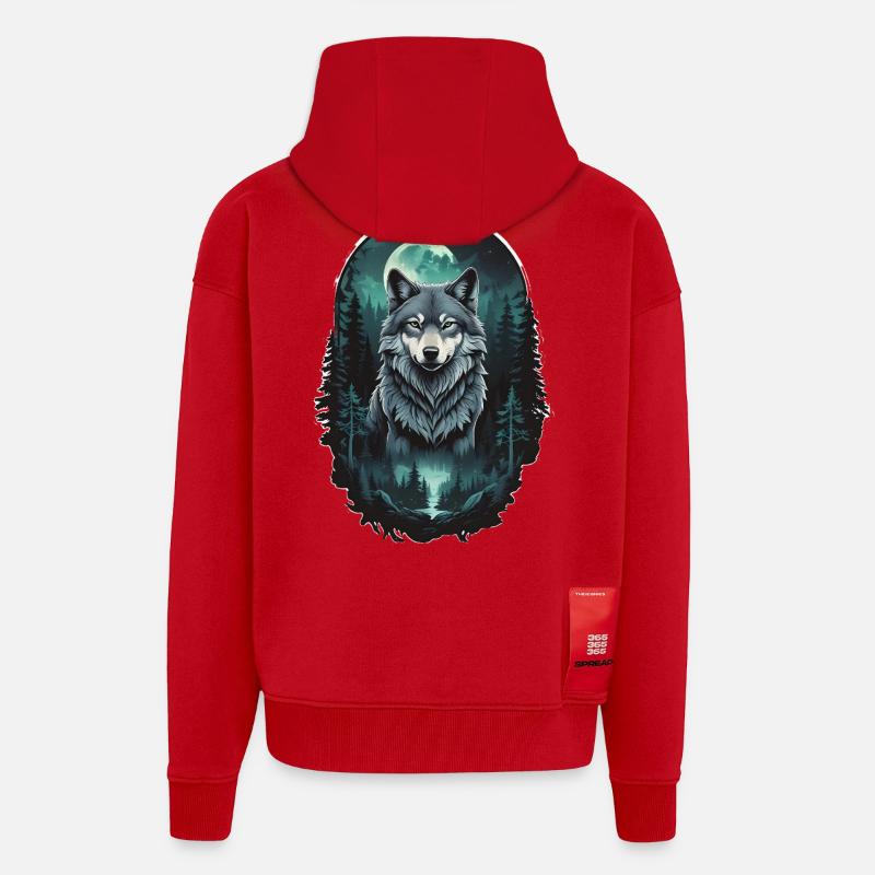 Mondwolf im Dunkelwald - Zip Hoodie - made by SPREAD - Rot