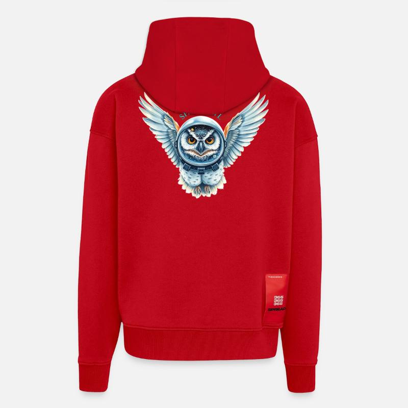 Weltraum-Eule im Raumanzug - Zip Hoodie - made by SPREAD - Rot