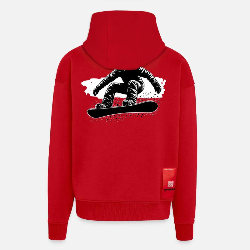 Planche à neige - Veste à capuche bio épaisse oversize fabriqué en UE - rouge