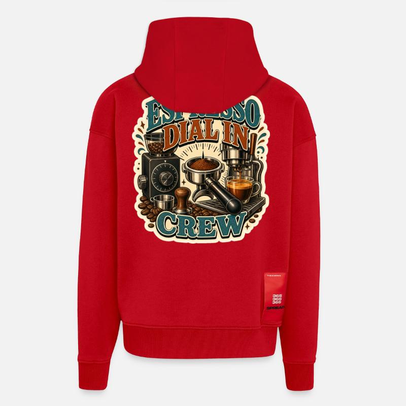 ÉQUIPE DE COMPOSITION À L’ESPRESSO - Veste à capuche bio épaisse oversize fabriqué en UE - rouge