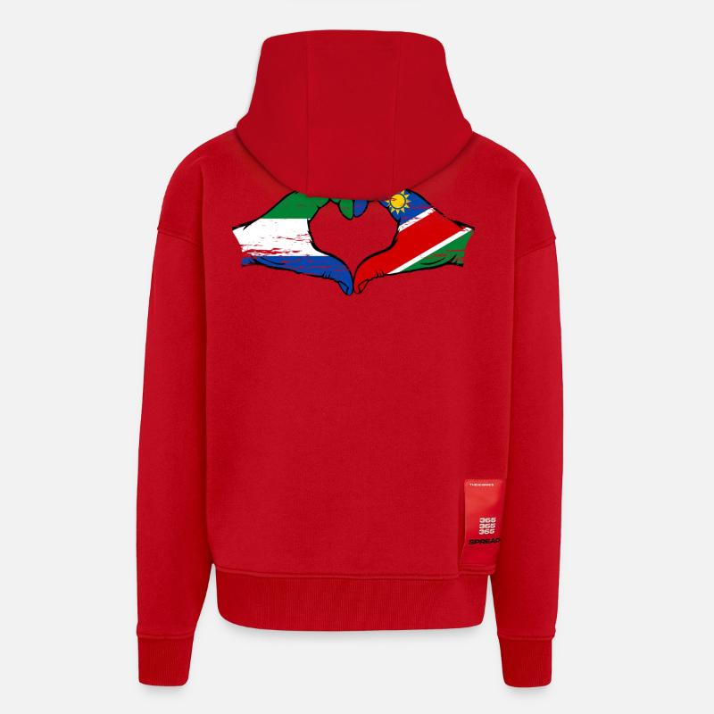 Sierra_Leone_Namibia_Flagge_Haende_Herzform_use - Veste à capuche bio épaisse oversize fabriqué en UE - rouge