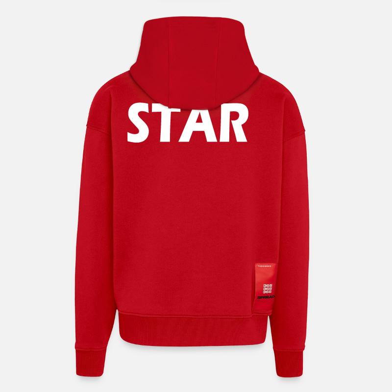 Star - Veste à capuche bio épaisse oversize fabriqué en UE - rouge