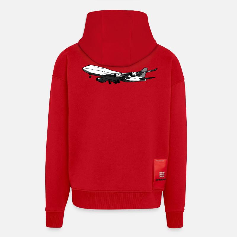 Flugzeug Silhouette mit Dynamischem Design - Zip Hoodie - made by SPREAD - Rot