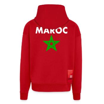 Maroc - Veste à capuche bio épaisse oversize fabriqué en UE - rouge - Dos