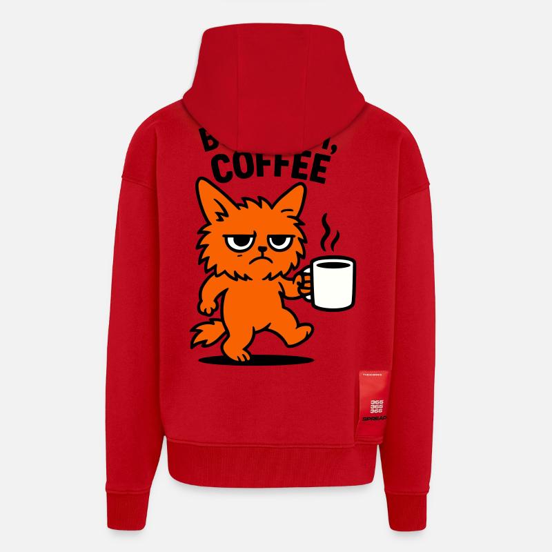 Mais d’abord chat café - Veste à capuche bio épaisse oversize fabriqué en UE - rouge