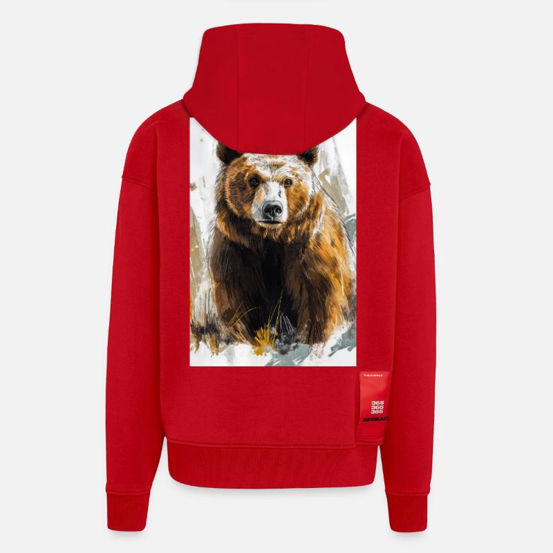 Illustration eines Bären - Zip Hoodie - made by SPREAD - Rot