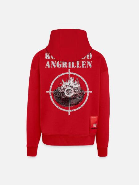 Feuergrill mit Zielscheibe & Grillszene - Zip Hoodie - made by SPREAD - Rot