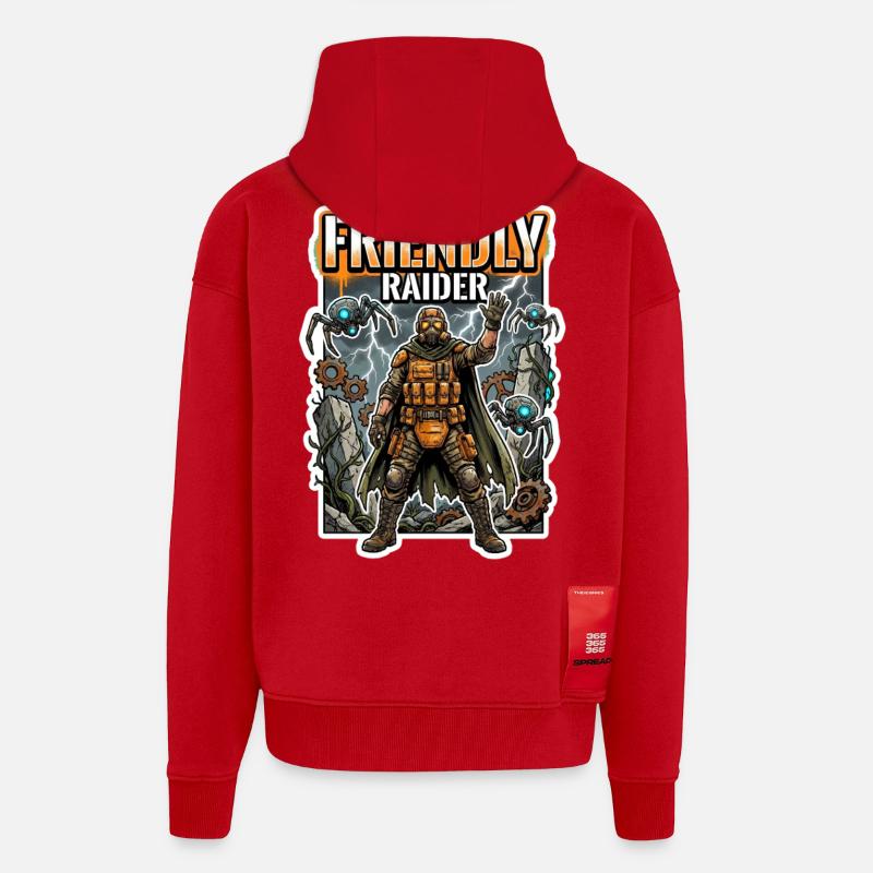 Friendly Raider - Veste à capuche bio épaisse oversize fabriqué en UE - rouge