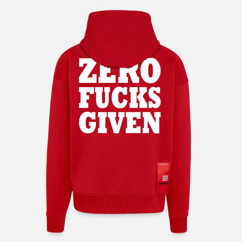 Zero fucks given - Veste à capuche bio épaisse oversize fabriqué en UE - rouge