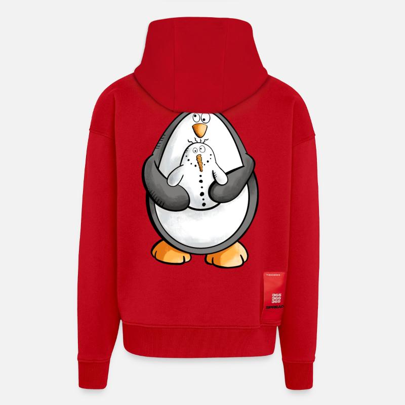 Pinguin und Schneemann sind beste Freunde - Zip Hoodie - made by SPREAD - Rot