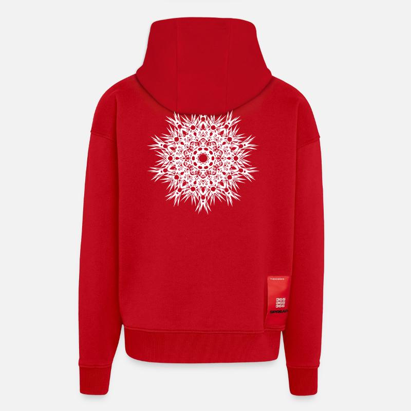 Geometric lines mandala shape - Zip Hoodie - made by SPREAD - red