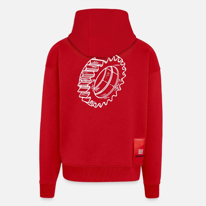 Gear Machines Component Design - Zip Hoodie - made by SPREAD - red