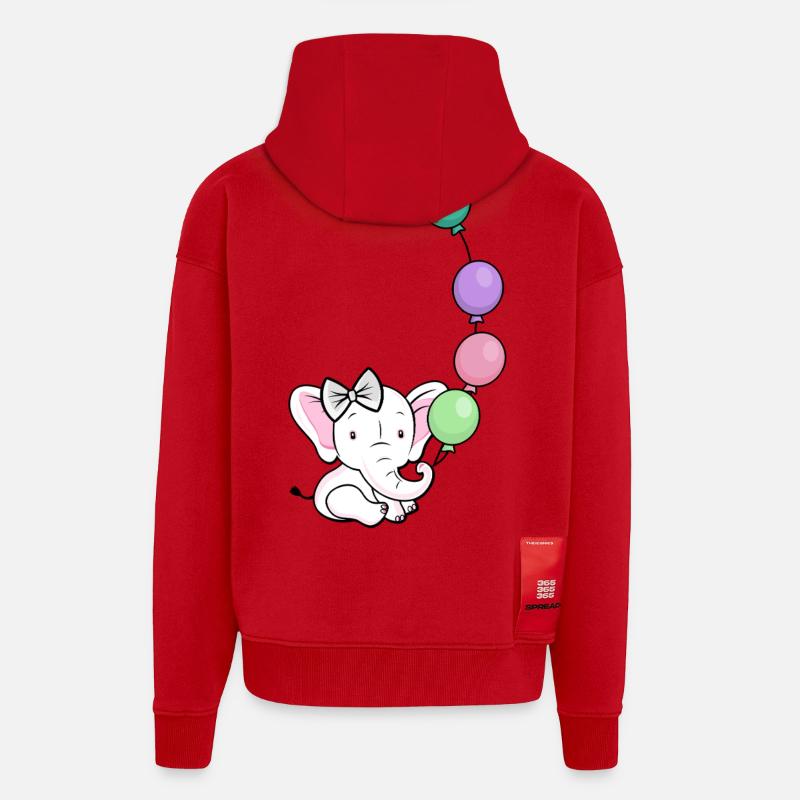 Ballonelefant mit Bogen - Zip Hoodie - made by SPREAD - Rot