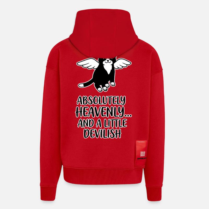 Ailes de chat ange céleste - Veste à capuche bio épaisse oversize fabriqué en UE - rouge