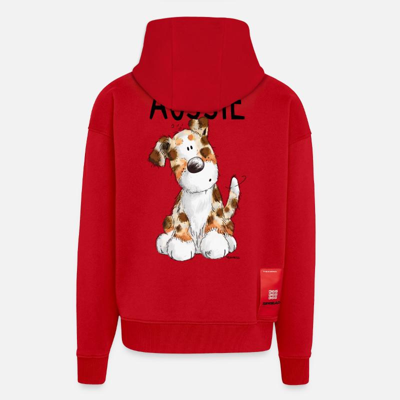 Fröhlicher Aussie - Australian Shepherd - Geschenk - Zip Hoodie - made by SPREAD - Rot