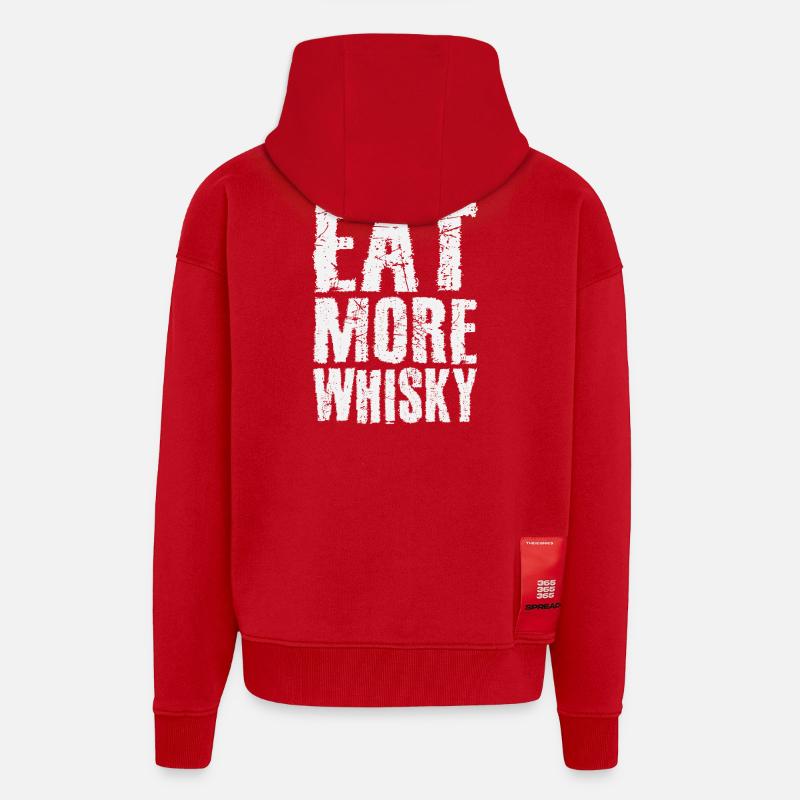Mangez plus de whisky - Veste à capuche bio épaisse oversize fabriqué en UE - rouge