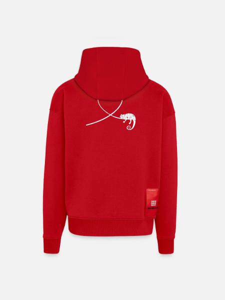 Chameleon Reptile Terrarium Pet Gift - Zip Hoodie - made by SPREAD - red