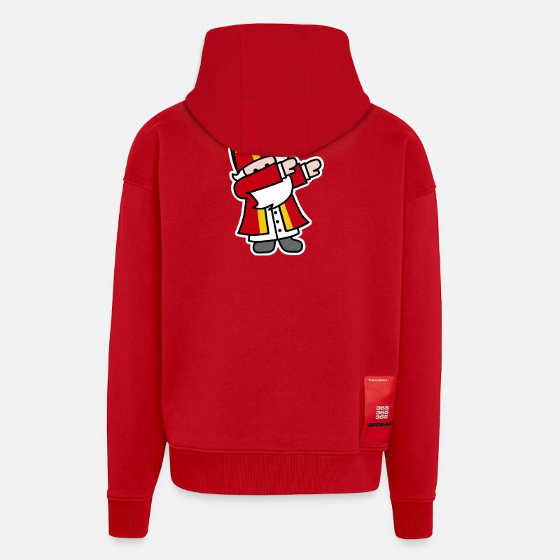 Sinterklaas Saint / Nicholas Dab Dabbing - Veste à capuche bio épaisse oversize fabriqué en UE - rouge
