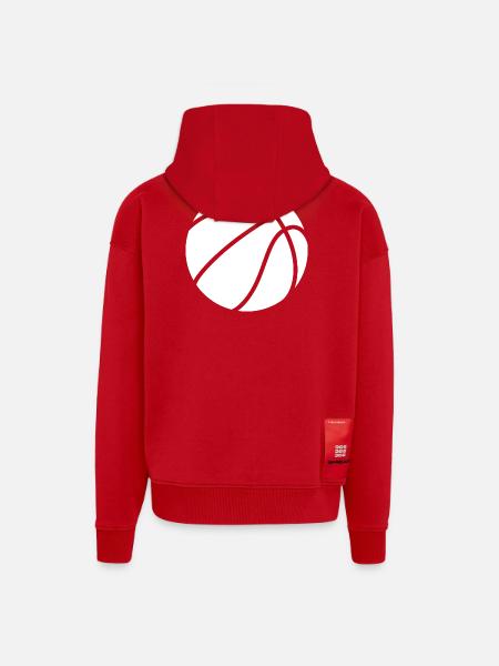 Basketball logo white - Zip Hoodie - made by SPREAD - red