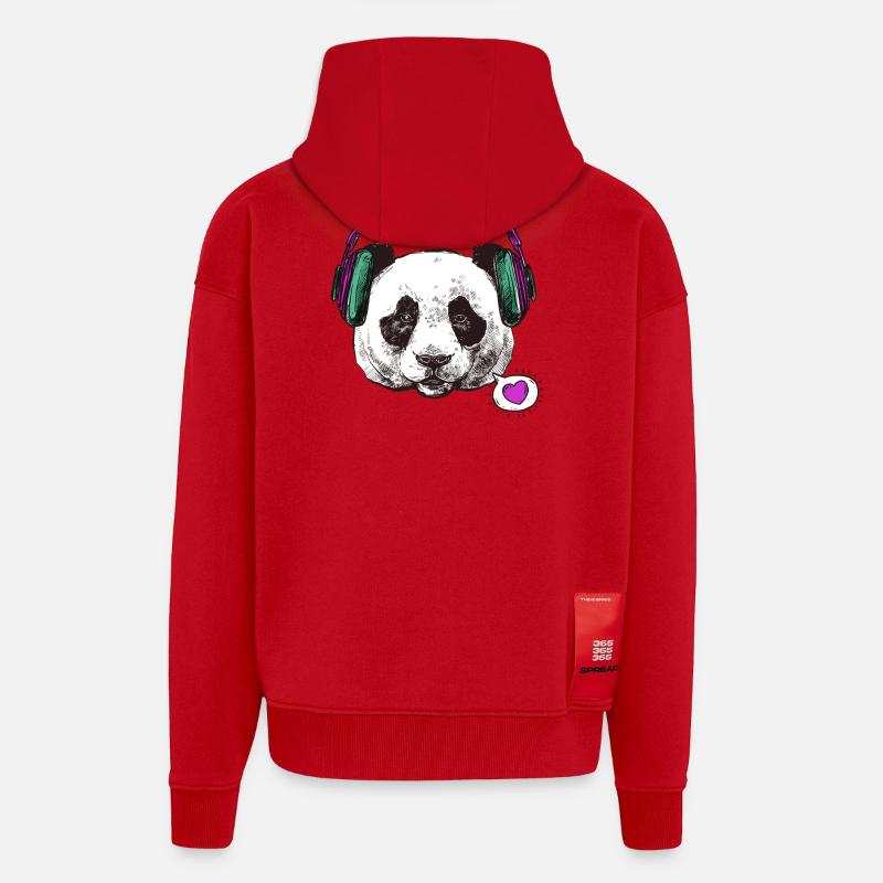 Panda grossesse - Veste à capuche bio épaisse oversize fabriqué en UE - rouge