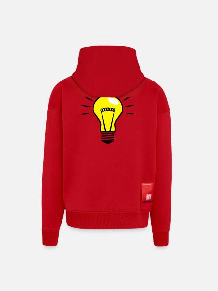 Gloeilamp Comic Vector 3 Kleur aanpasbaar - Heavyweight oversized organic ziphoodie made in EU - rood