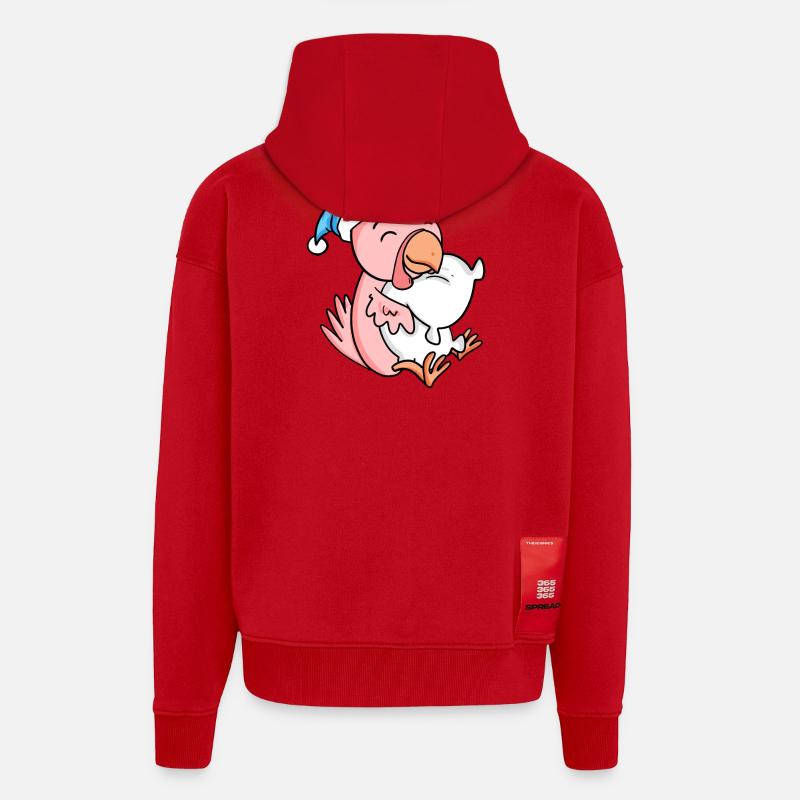 Bébé poulet - Veste à capuche bio épaisse oversize fabriqué en UE - rouge