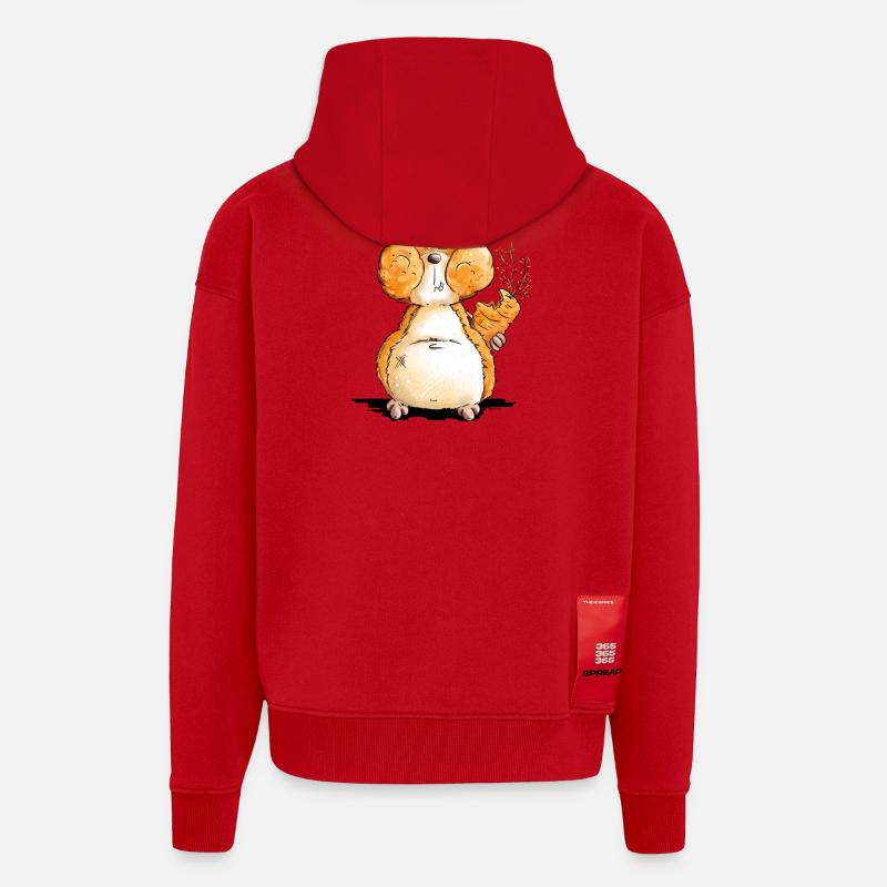 Hamster Mit Hamsterbacke I Spruch Statement - Zip Hoodie - made by SPREAD - Rot