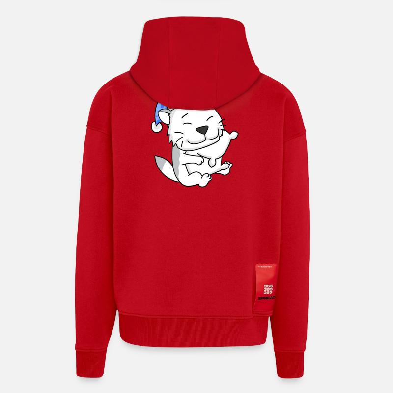 Chat race Burmilla - Veste à capuche bio épaisse oversize fabriqué en UE - rouge