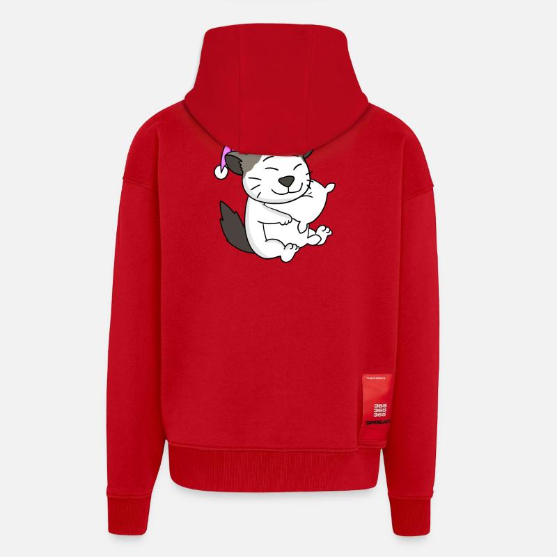 Chat race Ragdoll - Veste à capuche bio épaisse oversize fabriqué en UE - rouge