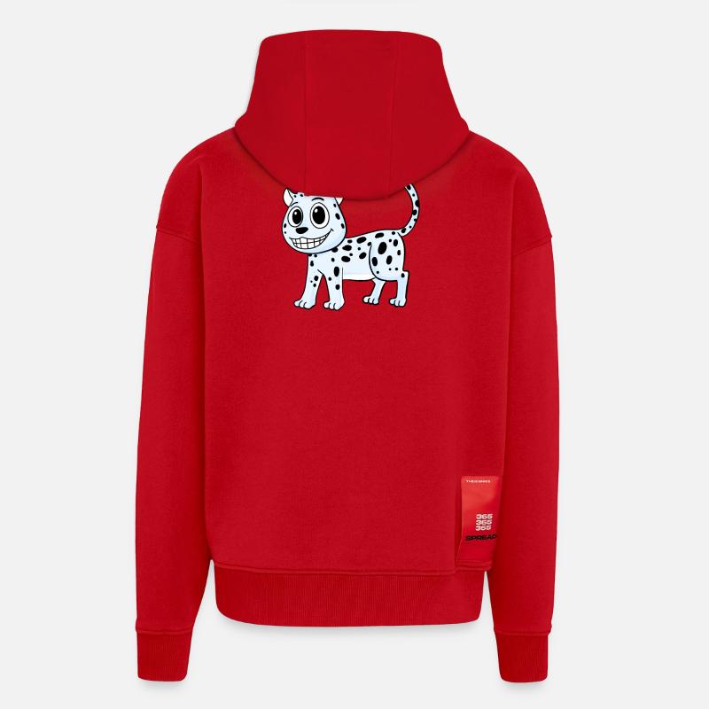 Léopard des neiges Léopard - Veste à capuche bio épaisse oversize fabriqué en UE - rouge