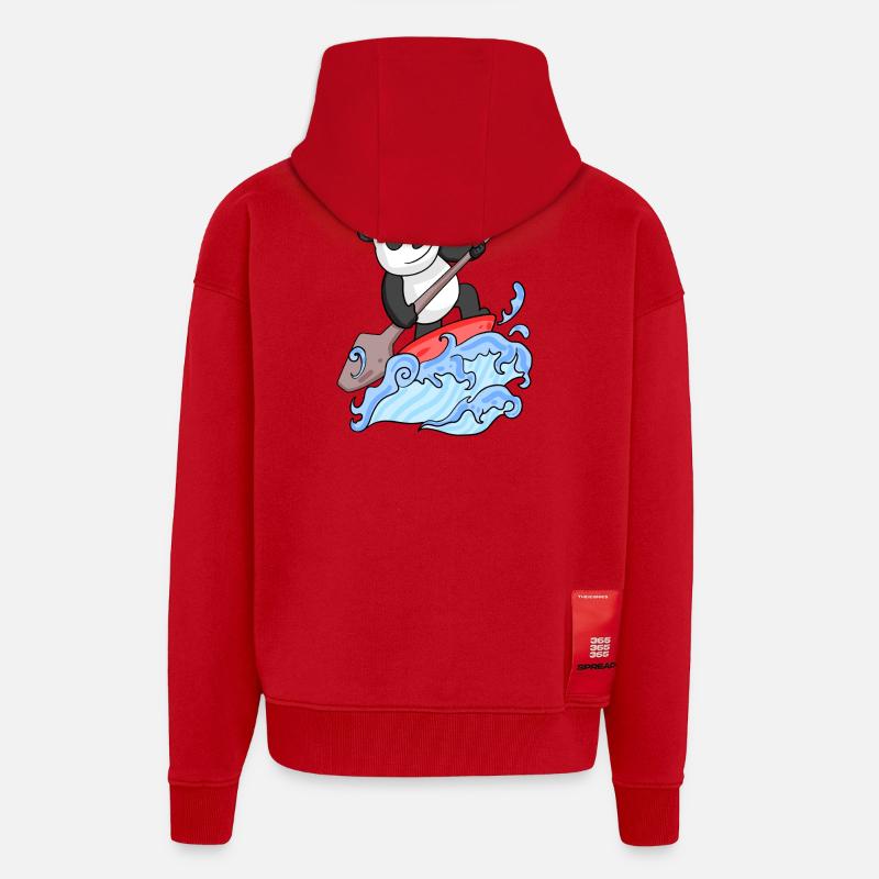 Stand Up Paddle Panda - Veste à capuche bio épaisse oversize fabriqué en UE - rouge
