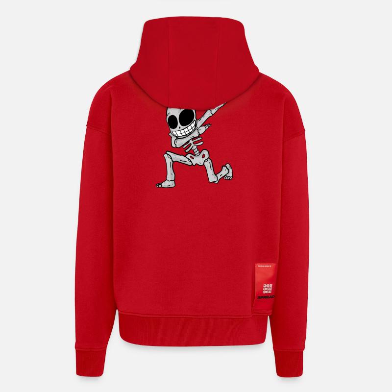 Dabbing de squelette - Veste à capuche bio épaisse oversize fabriqué en UE - rouge