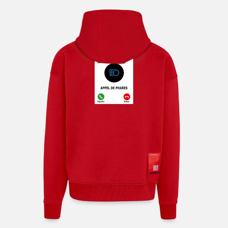 Appel de phares - Veste à capuche bio épaisse oversize fabriqué en UE - rouge