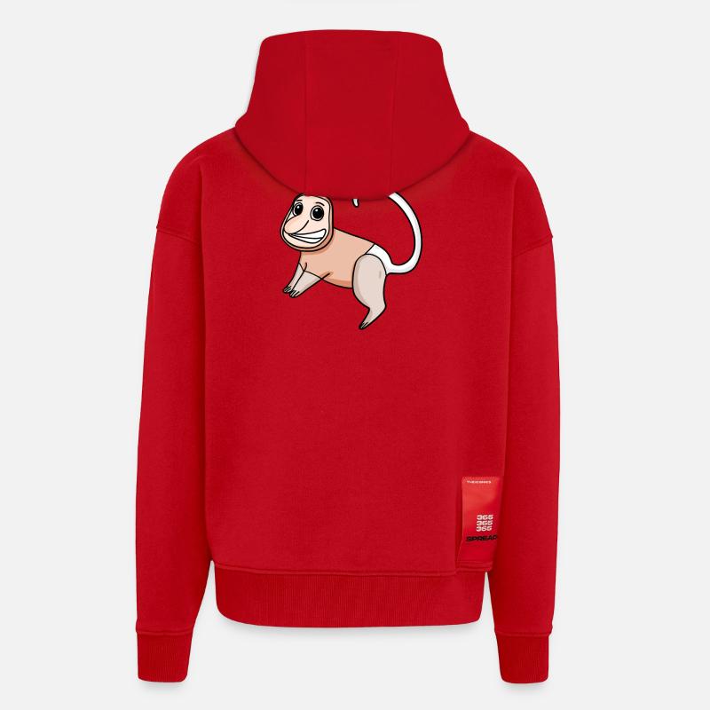 Proboscis Singe Singe Singe - Veste à capuche bio épaisse oversize fabriqué en UE - rouge