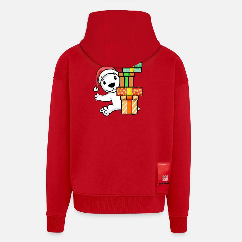 Weihnachten Eisbär mit Geschenke - Zip Hoodie - made by SPREAD - Rot