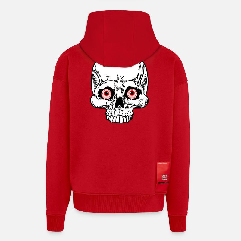 Schädelskelett mit roten Augäpfeln - Zip Hoodie - made by SPREAD - Rot