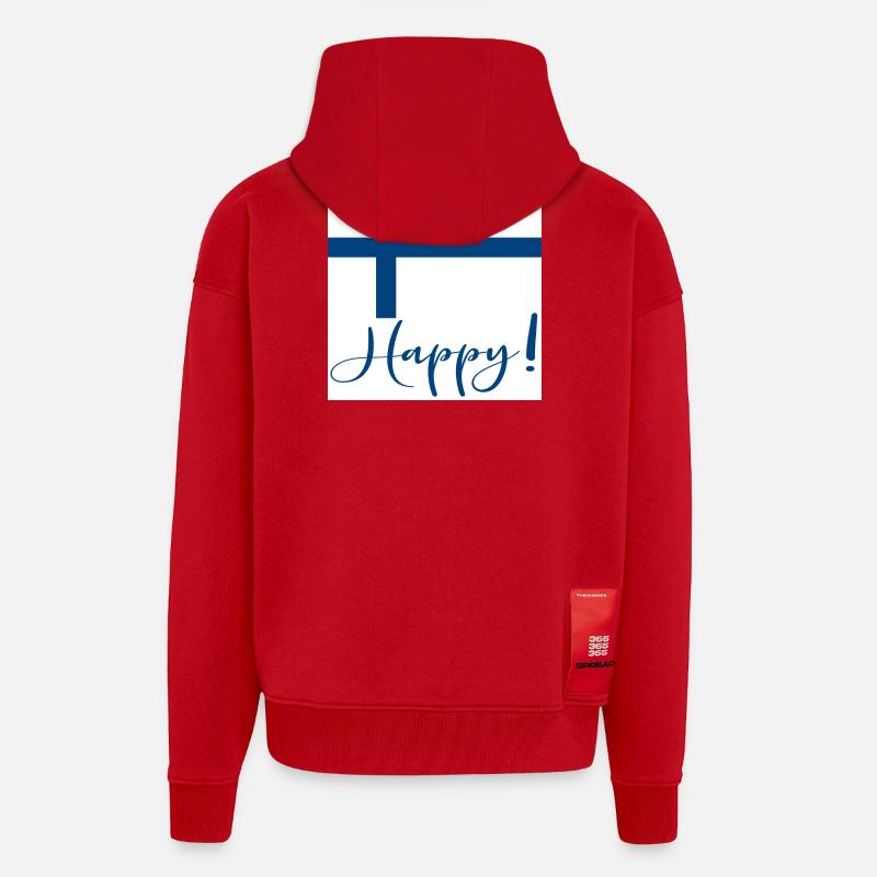 DRAPEAU FINLANDAIS - SIGNE HEUREUX - Veste à capuche bio épaisse oversize fabriqué en UE - rouge