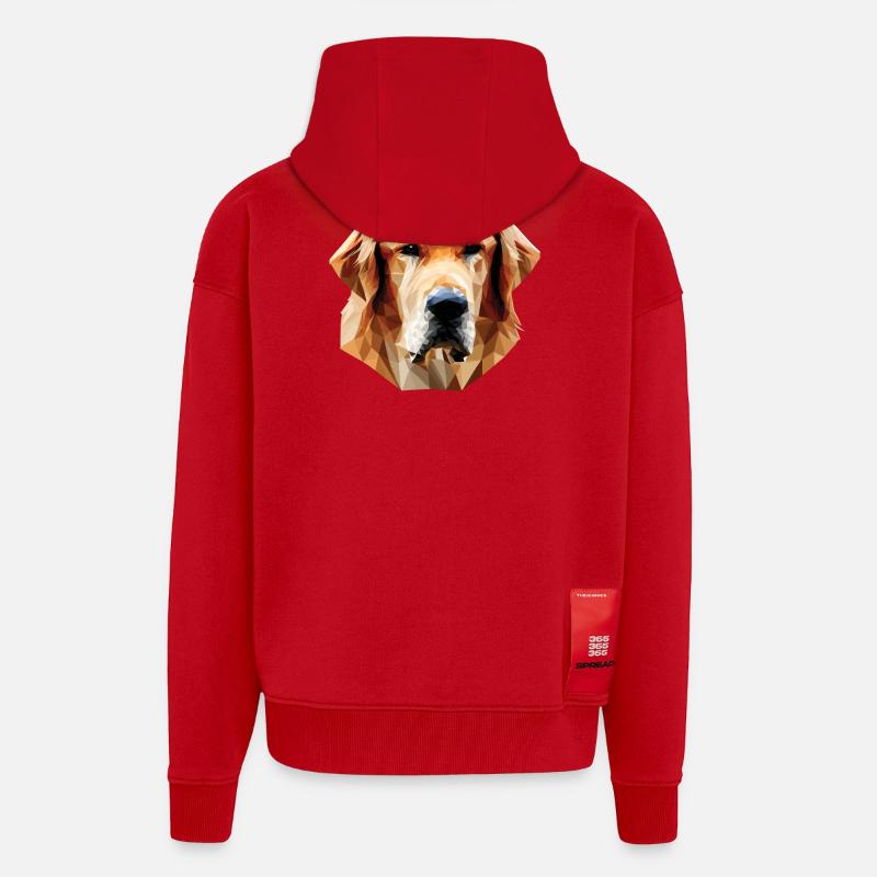 Polygone de chien Labrabor - Veste à capuche bio épaisse oversize fabriqué en UE - rouge