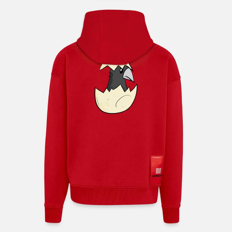 Bébé corbeau - Veste à capuche bio épaisse oversize fabriqué en UE - rouge
