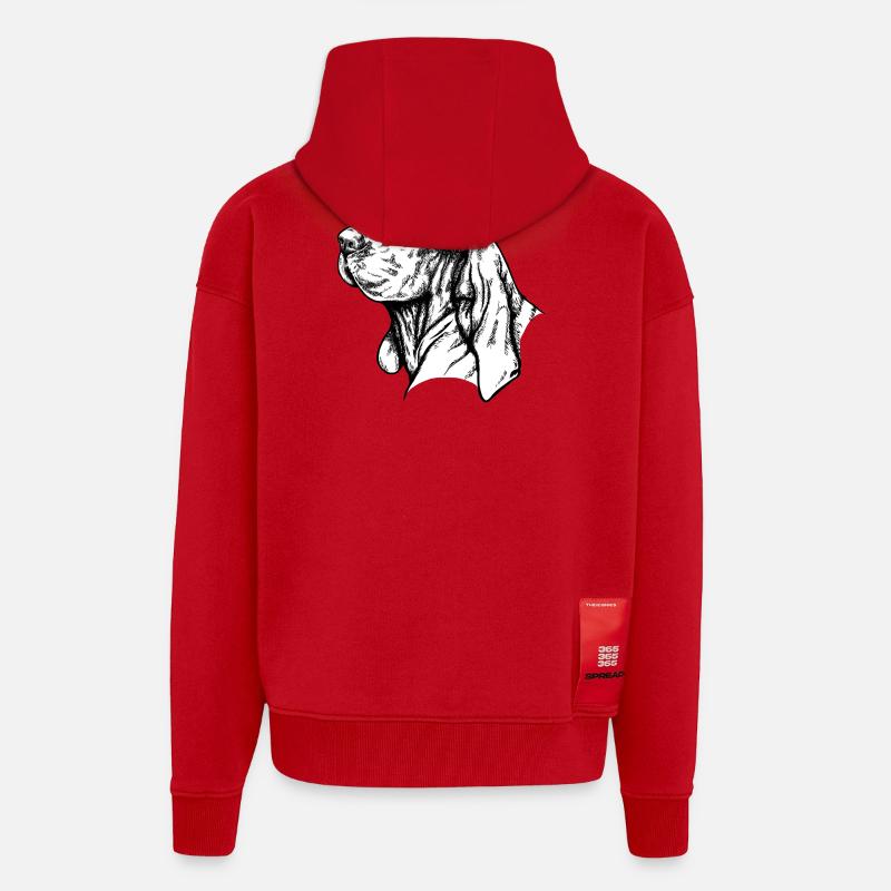 Bracco Italiano Portrait - Veste à capuche bio épaisse oversize fabriqué en UE - rouge
