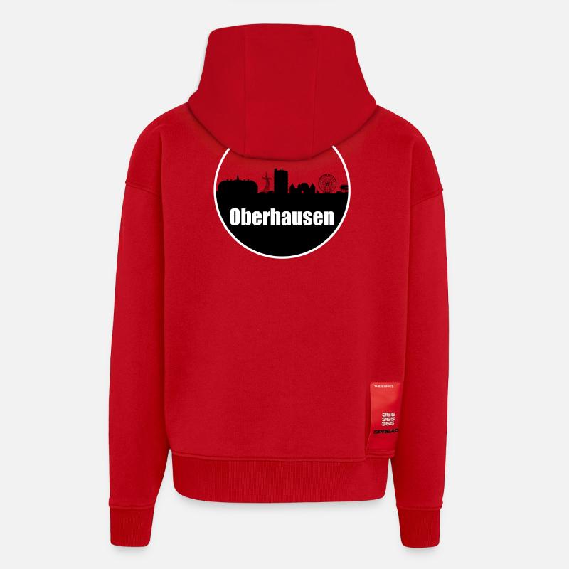 Oberhasuen Transparency Skyline - Veste à capuche bio épaisse oversize fabriqué en UE - rouge
