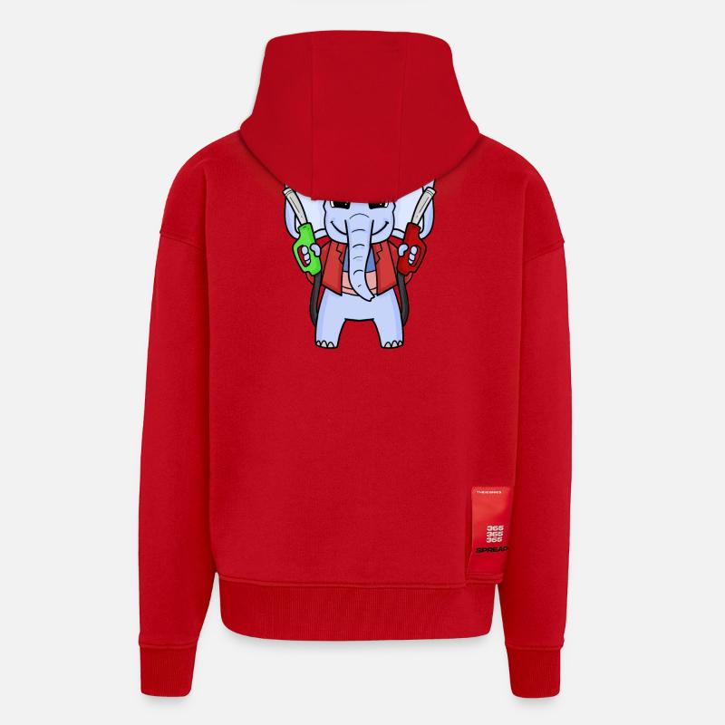Pompiste - Veste à capuche bio épaisse oversize fabriqué en UE - rouge