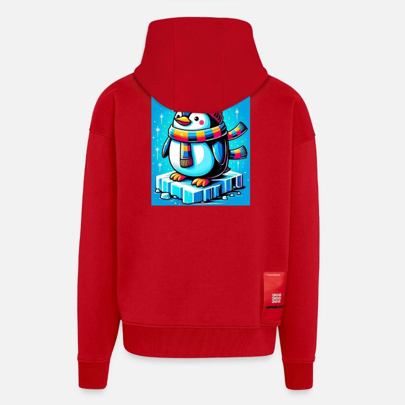 Pingouin - Veste à capuche bio épaisse oversize fabriqué en UE - rouge